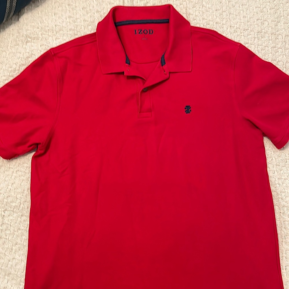 Mens Izod Brand Deep Red Short Sleeve Polo Shirt Size L